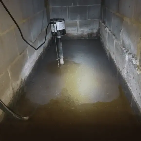 Standing water in a crawl space under a Huntersville home